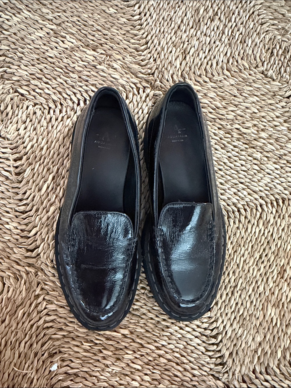 Aquatalia Black Patent Leather Loafers